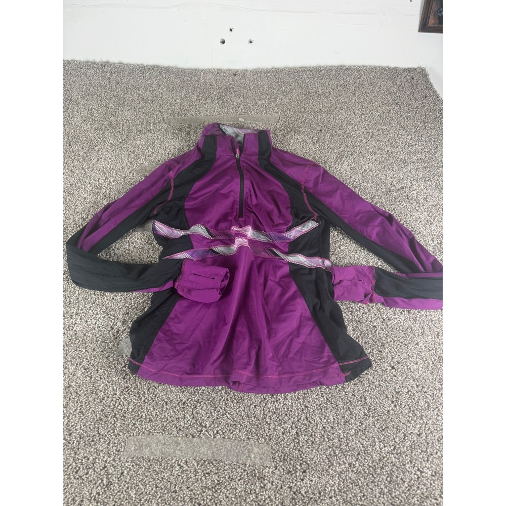 Lululemon Womens‎ Purple Black Colorblock 1/4 Zip Pullover Running Top Size 10
